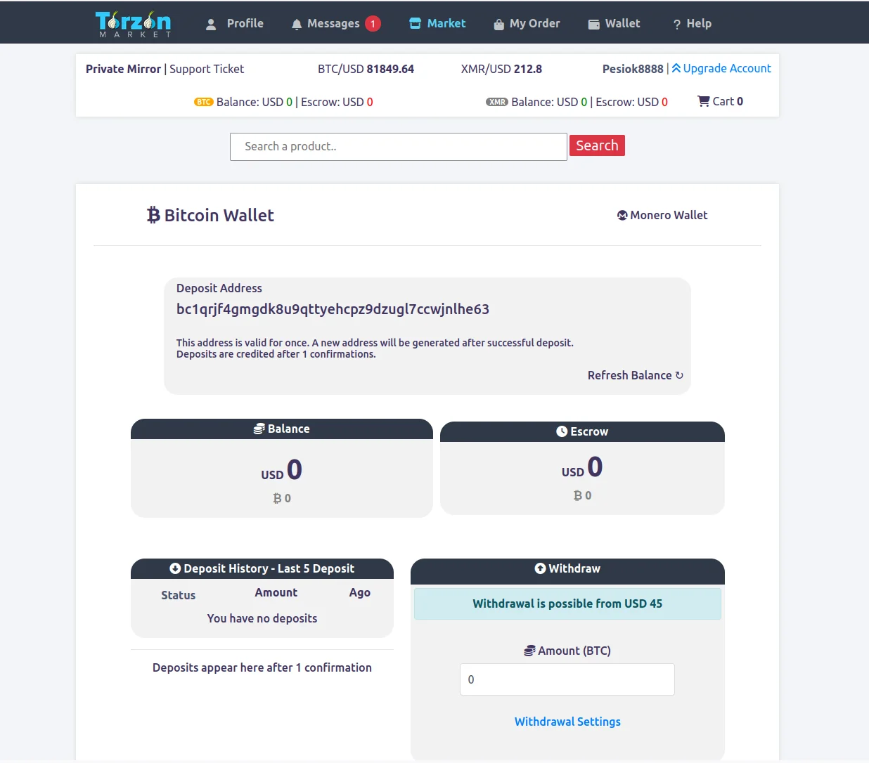 Torzon Monero Bitcoin payment wallet 2026
